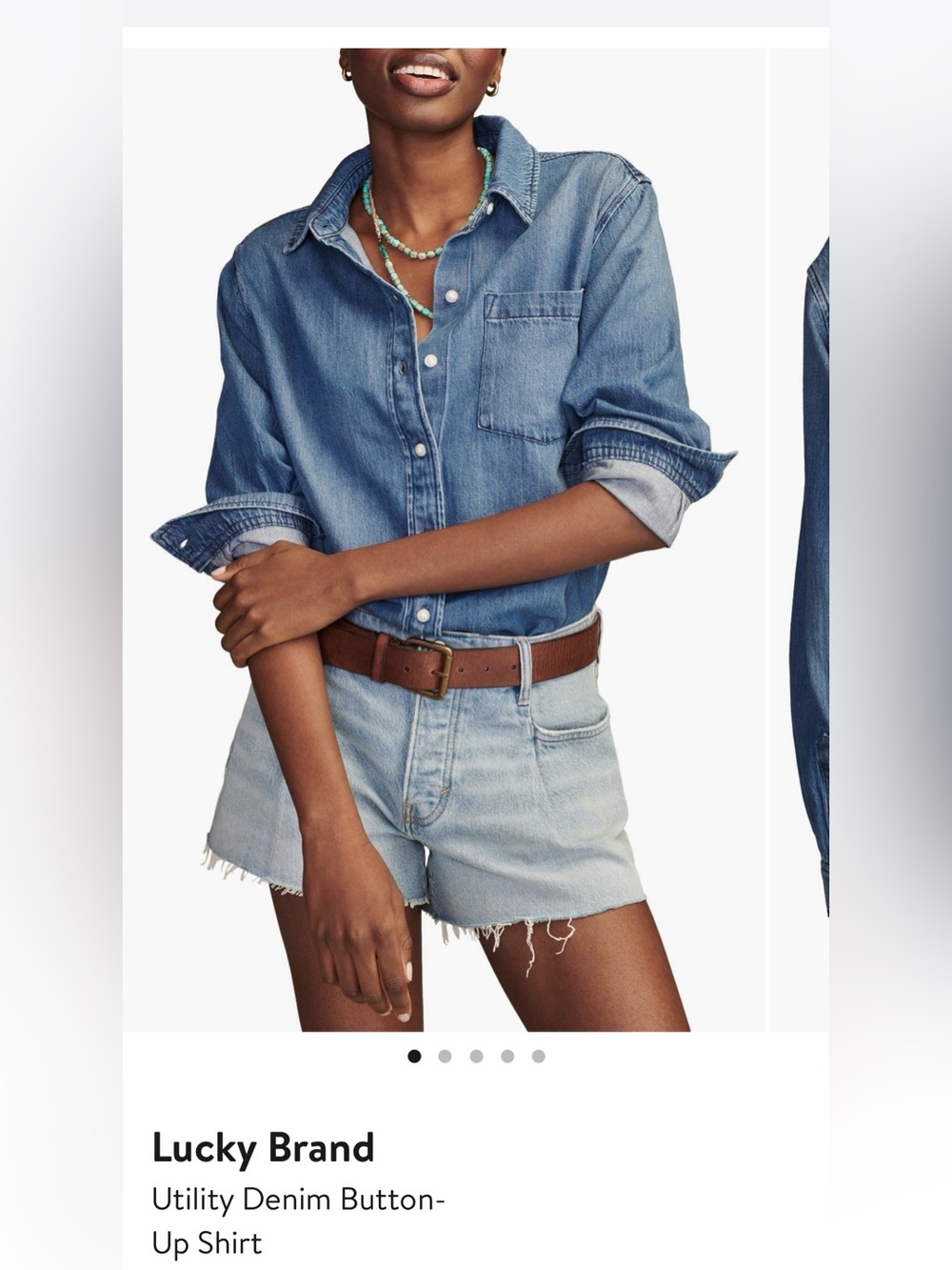 Lucky Brand Women’s Classic Indigo Denim Button-Up Shirt - Size XL